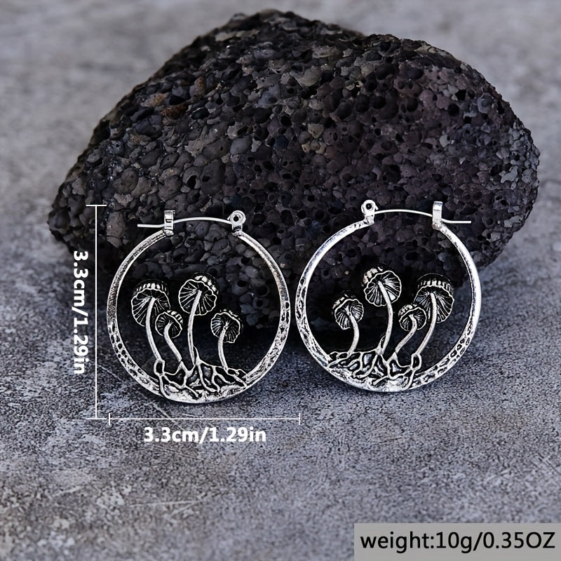 Mystical Mushroom Hoop Earrings