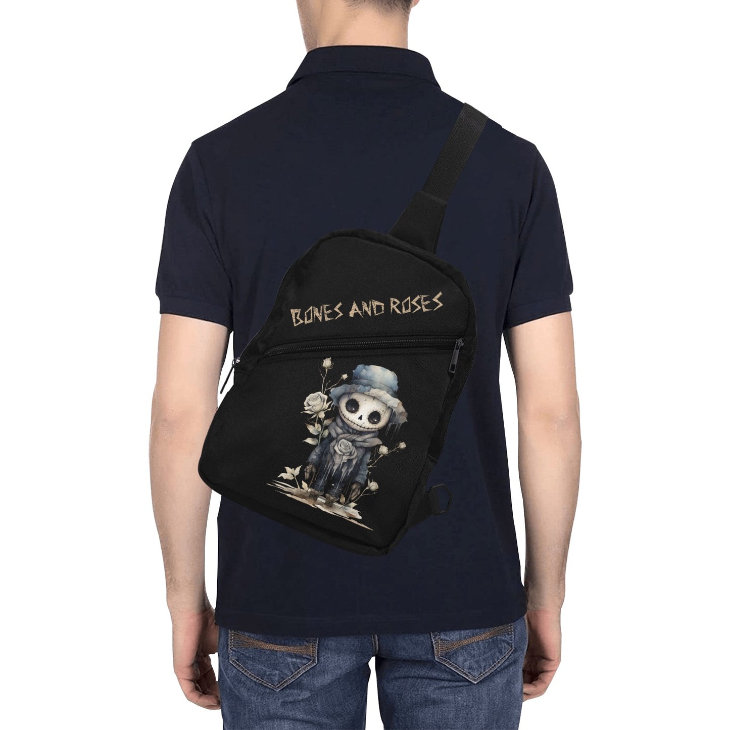 Unisex Gothic Chest Bag - "Bones and Roses”