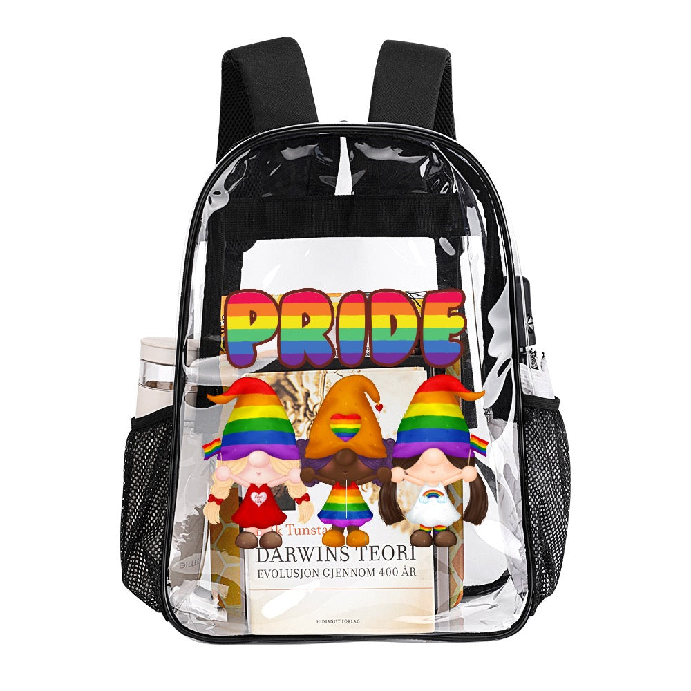"Pride Unity" Rainbow Gnome Transparent Satchel 17”
