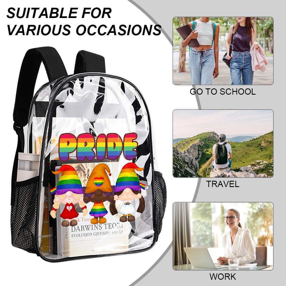 "Pride Unity" Rainbow Gnome Transparent Satchel 17”