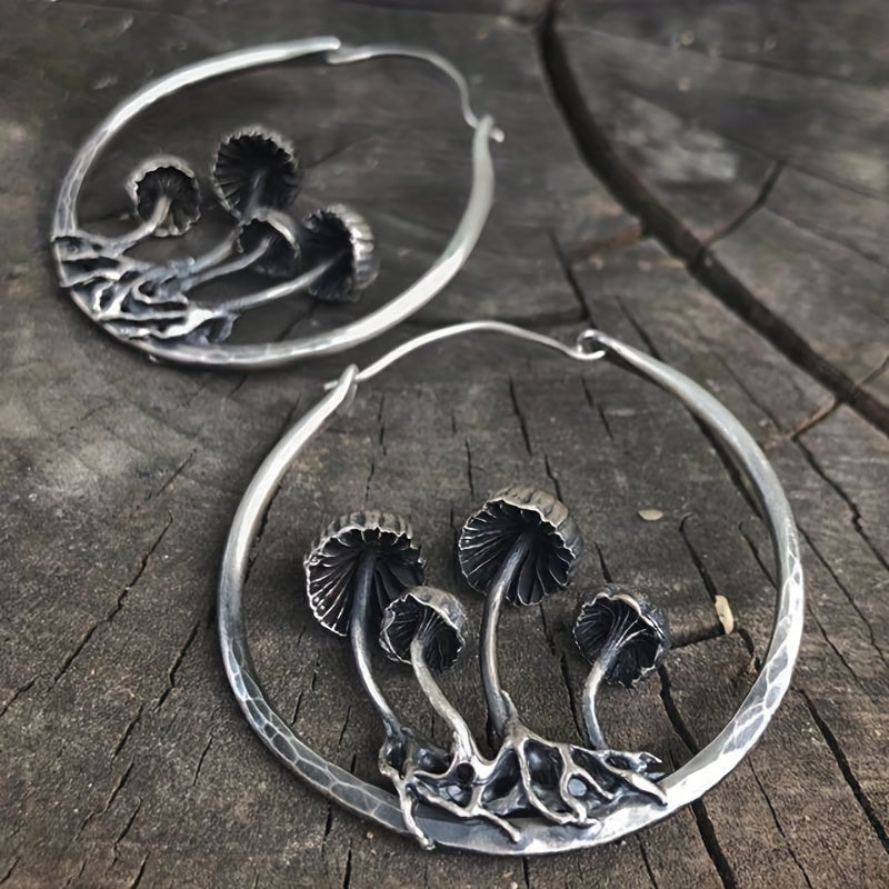 Mystical Mushroom Hoop Earrings