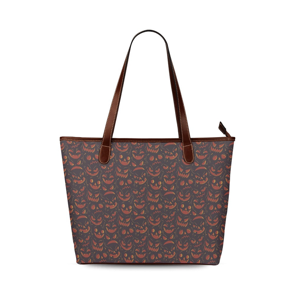 Shoulder Tote Bag - "Pumpkin Grin"
