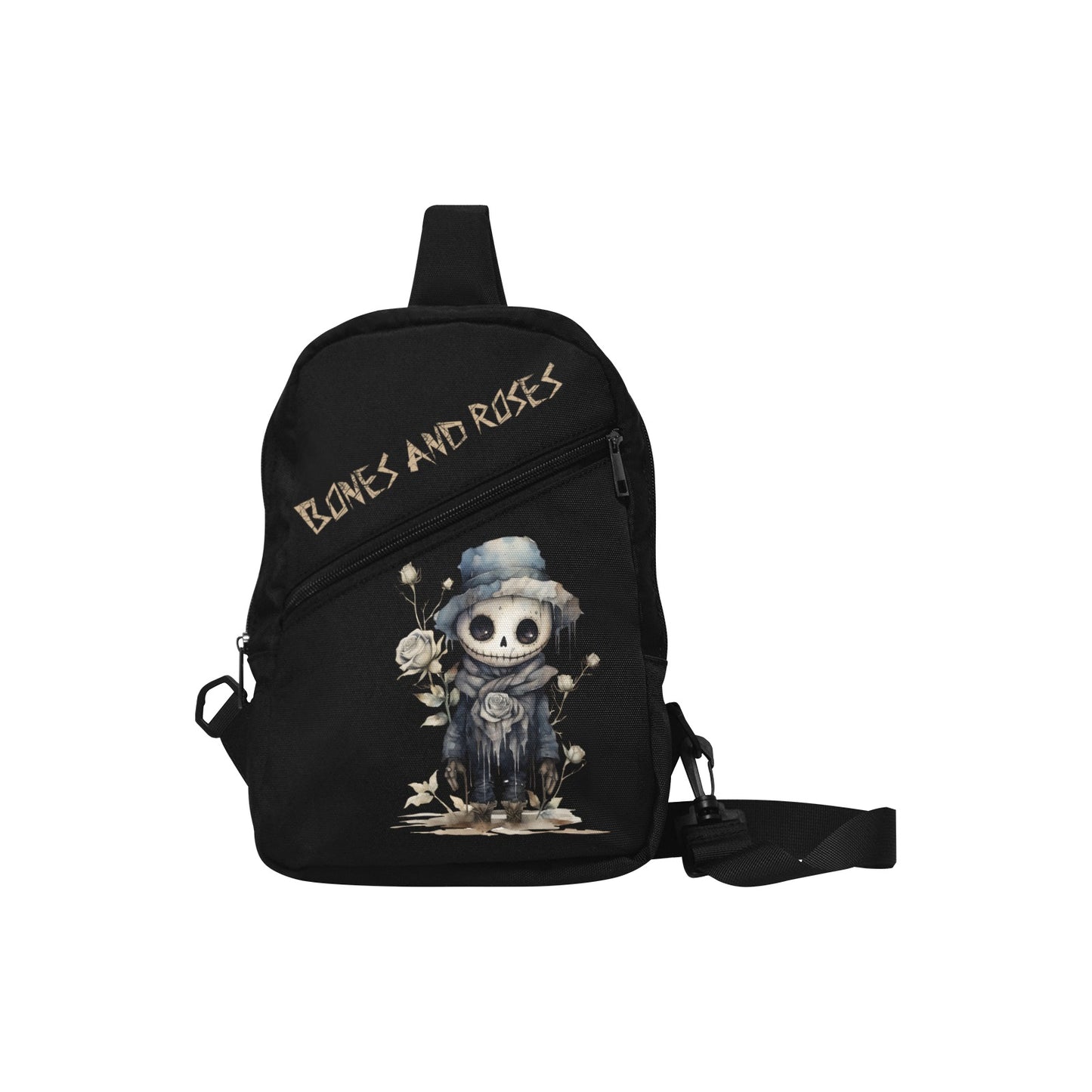 Unisex Gothic Chest Bag - "Bones and Roses”