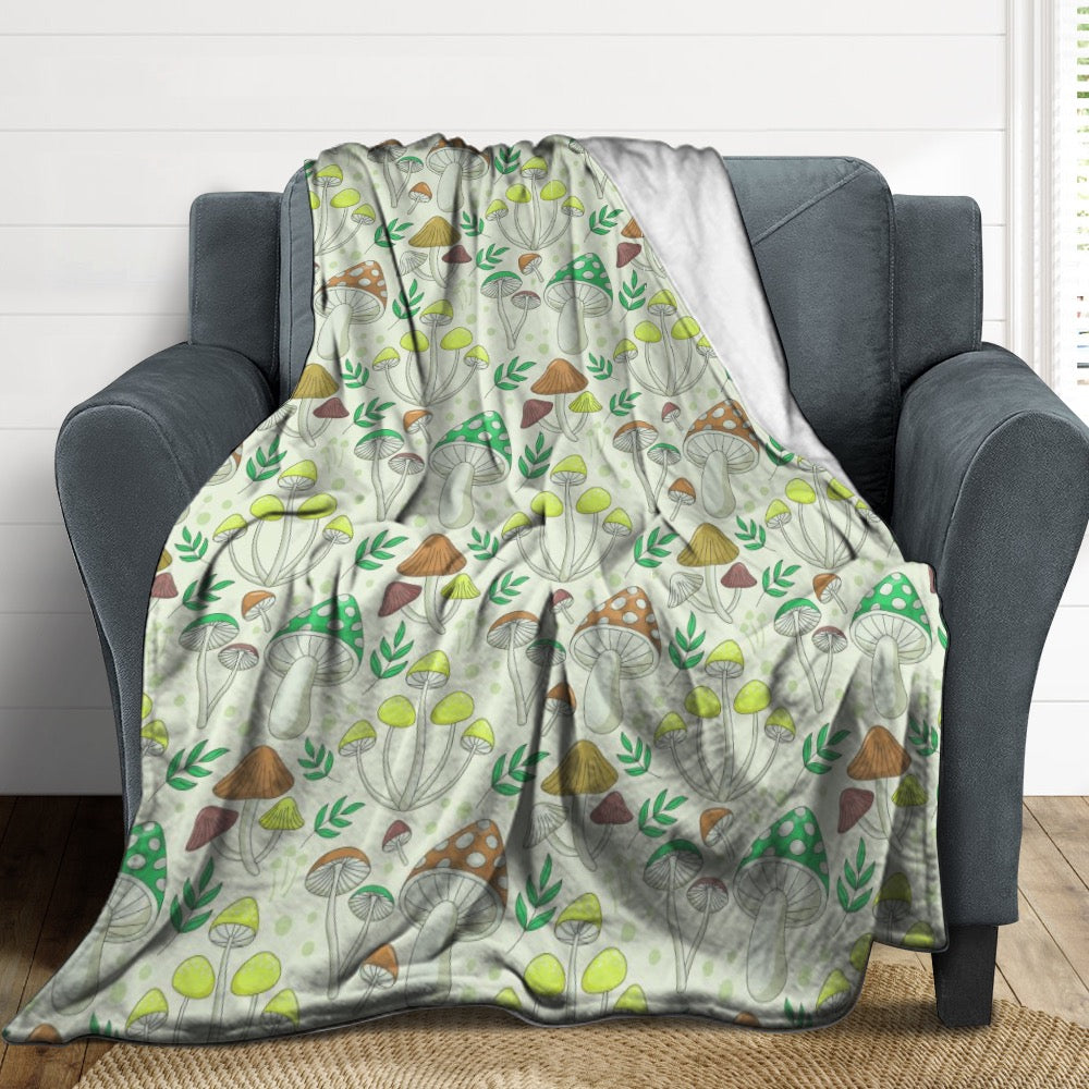 Super Soft Enchanted Mushroom Forest Flannel Blanket - Where Nature Meets Comfort