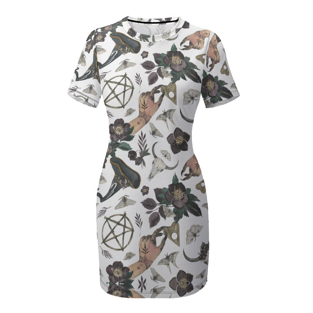 Mystical Botanical Short Sleeve Dress