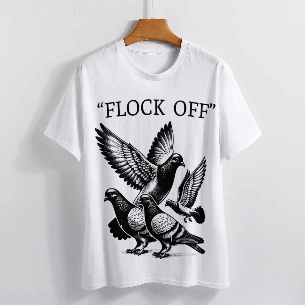 "Flock Off" Vintage Bird Graphic Tee - Statement T-Shirt