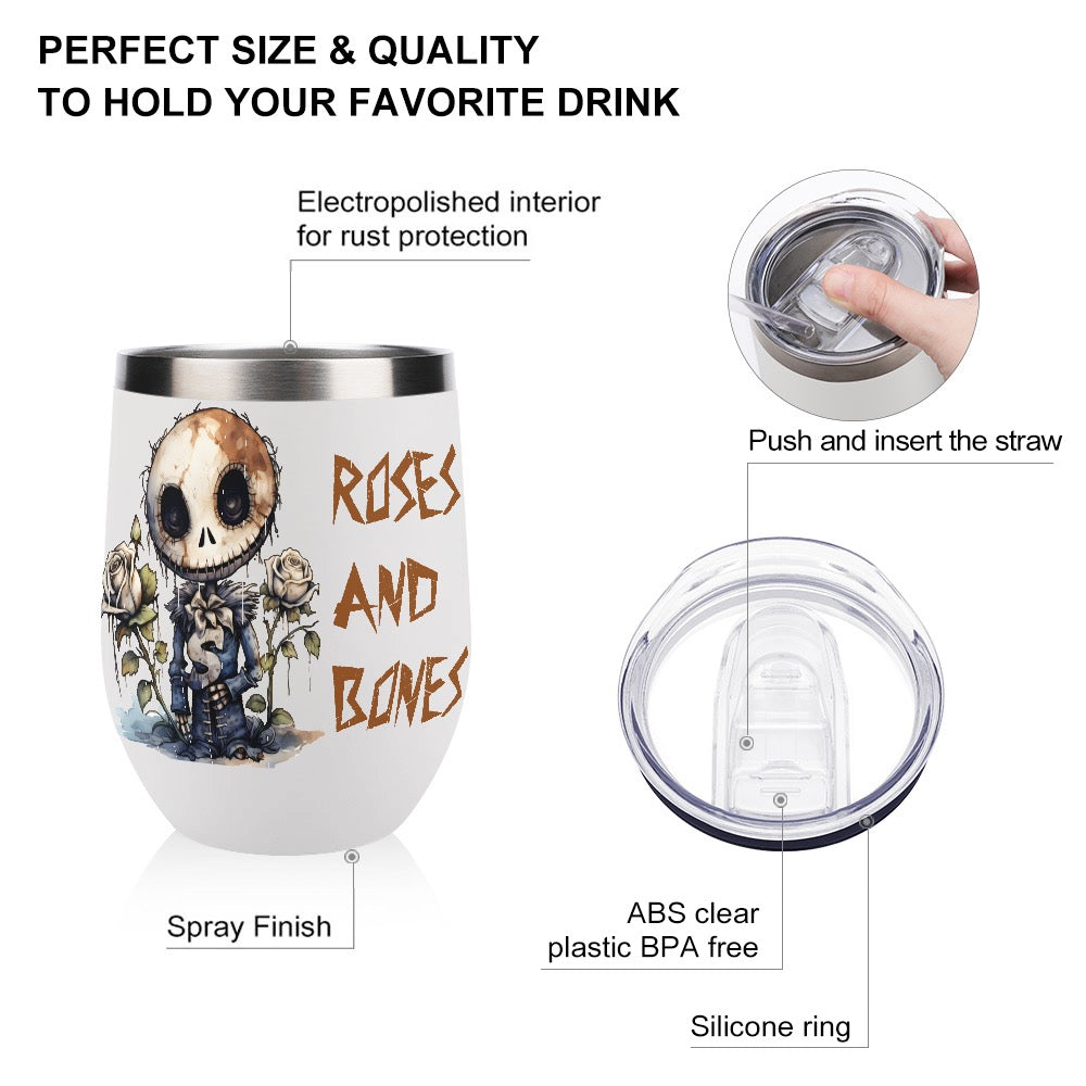 Roses & Bones Gothic Stainless Steel Tumbler