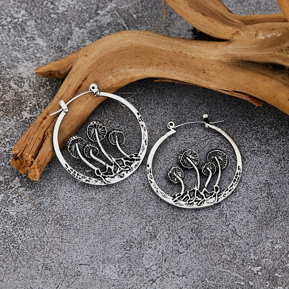 Mystical Mushroom Hoop Earrings
