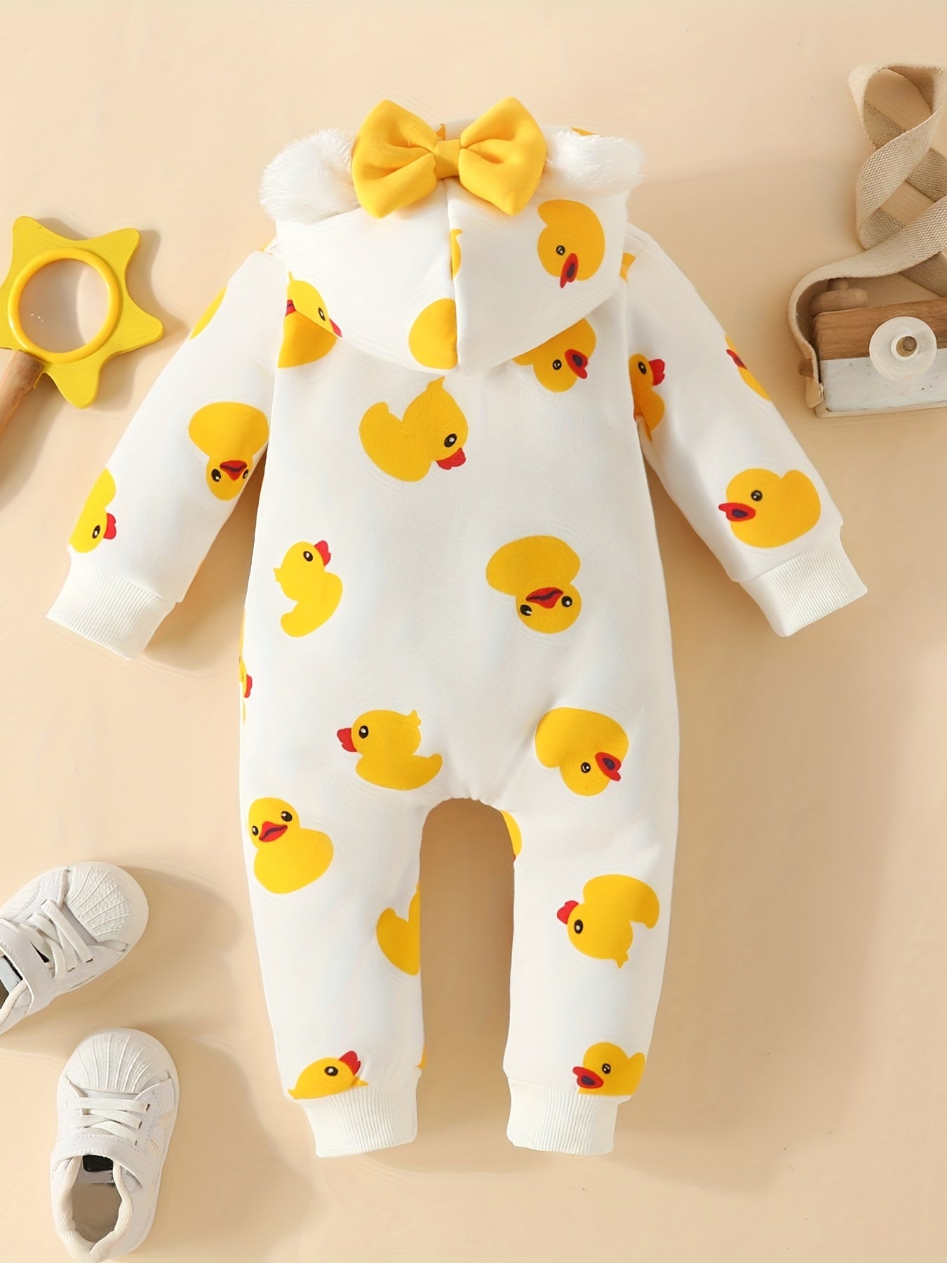 Baby Heart Print Long Sleeve Hooded Jumpsuit
✨ **Cozy Enchantment for Little Ones** ✨