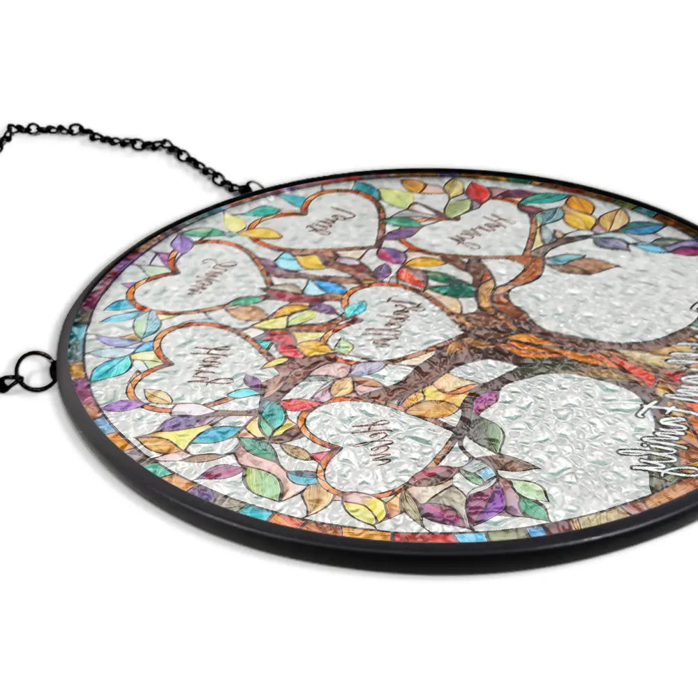 "Unbreakable Bond" Family Tree of Life Personalized Stained Glass Suncatcher.