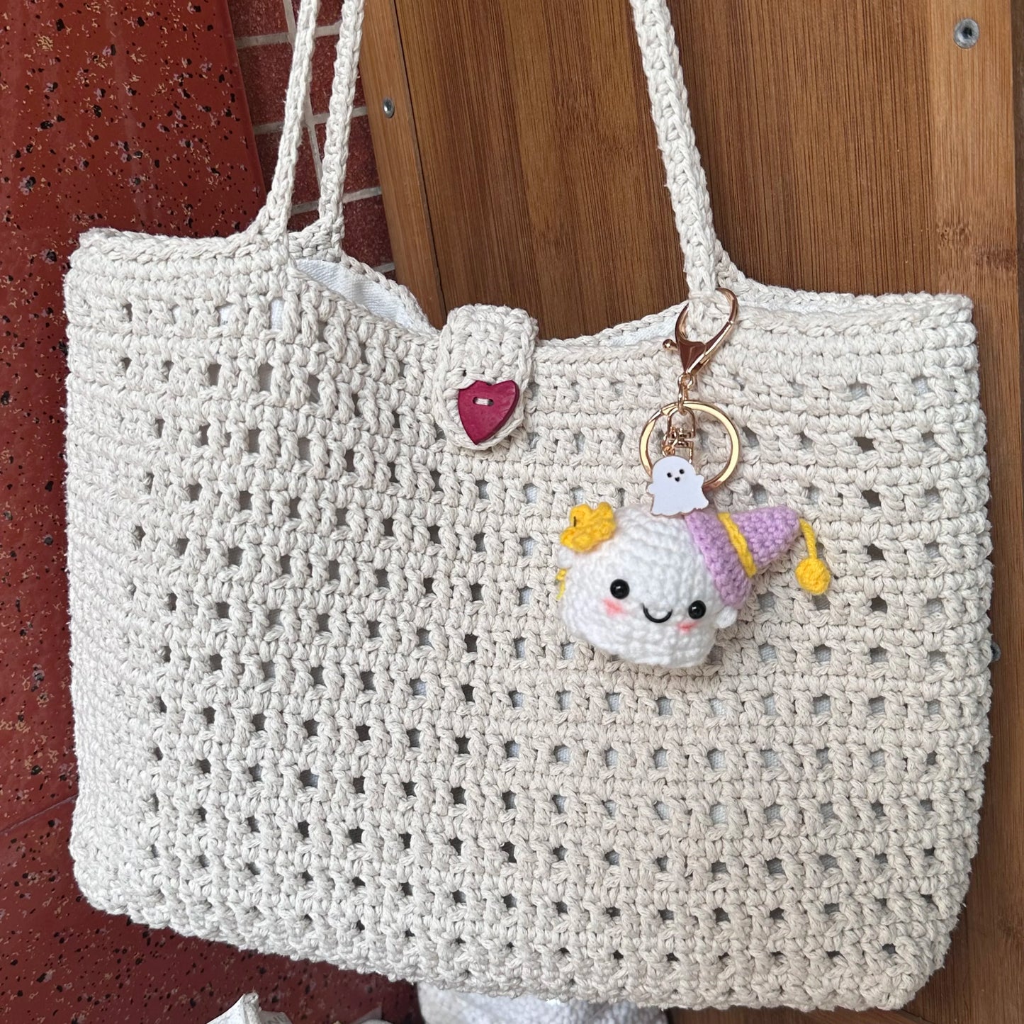 Handmade Crocheted Little Ghost Keychain - Cute Couple & Friends Pendant