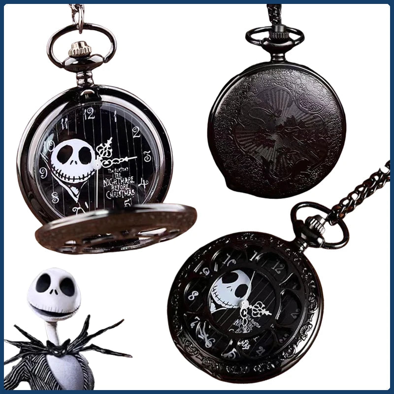 The Nightmare Before Christmas Pocket Watch - Vintage Gothic Timepiece Necklace