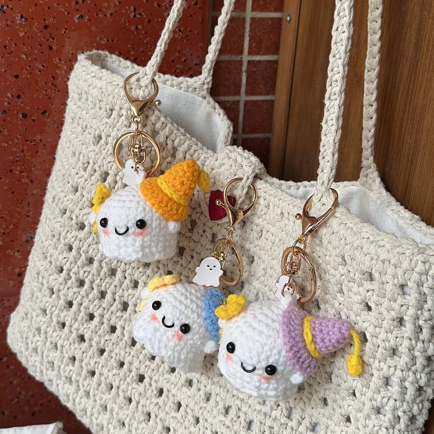 Handmade Crocheted Little Ghost Keychain - Cute Couple & Friends Pendant