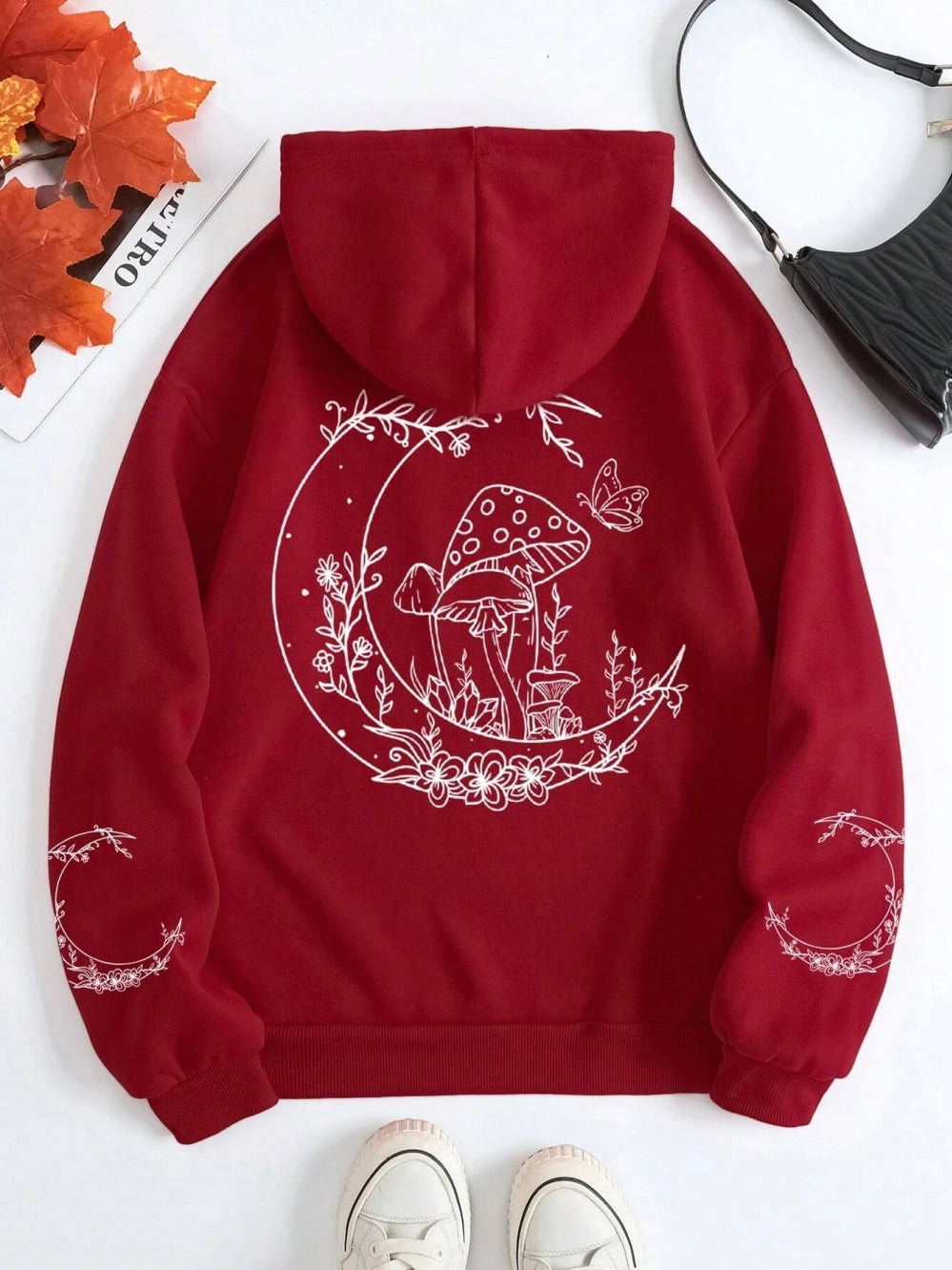 "Mushrooms Grow On The Moon" Funny Graphic Unisex Hoodie”