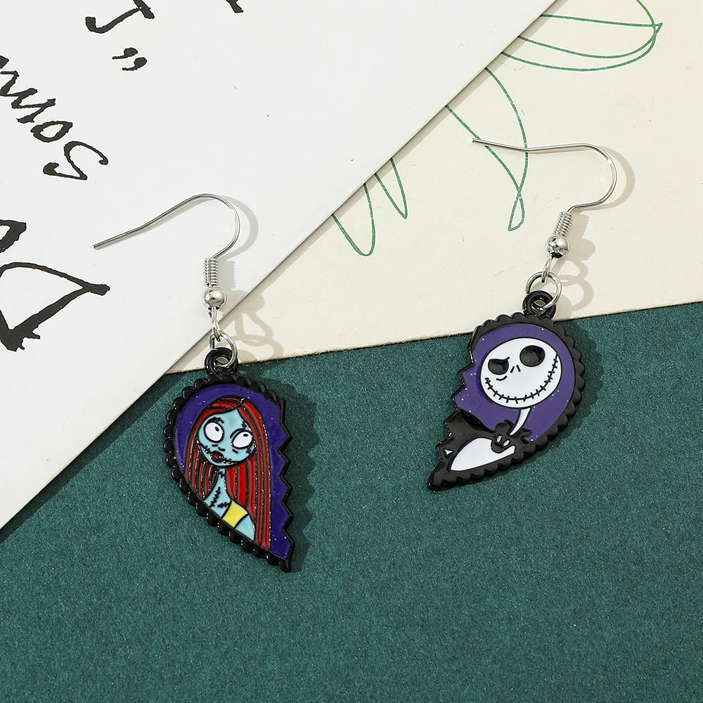 The Nightmare Before Christmas Heart Drop Earrings - Gothic Romance Jewellery