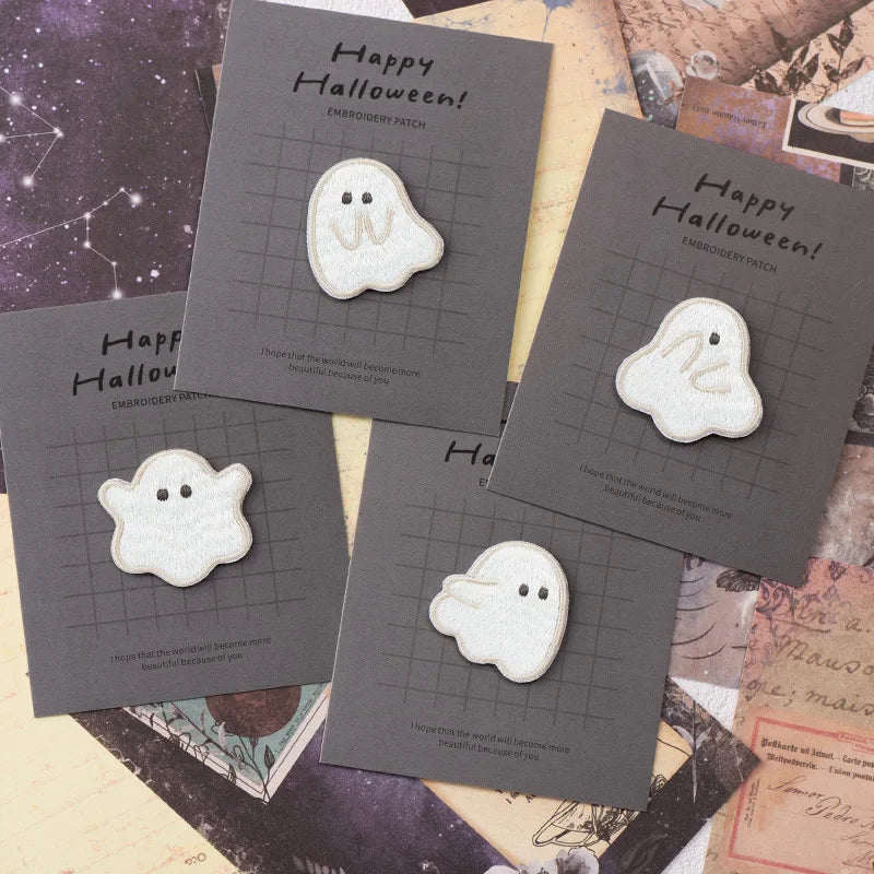 Halloween Ghost Embroidery Patch - Self-Adhesive Silk Thread Appliqué