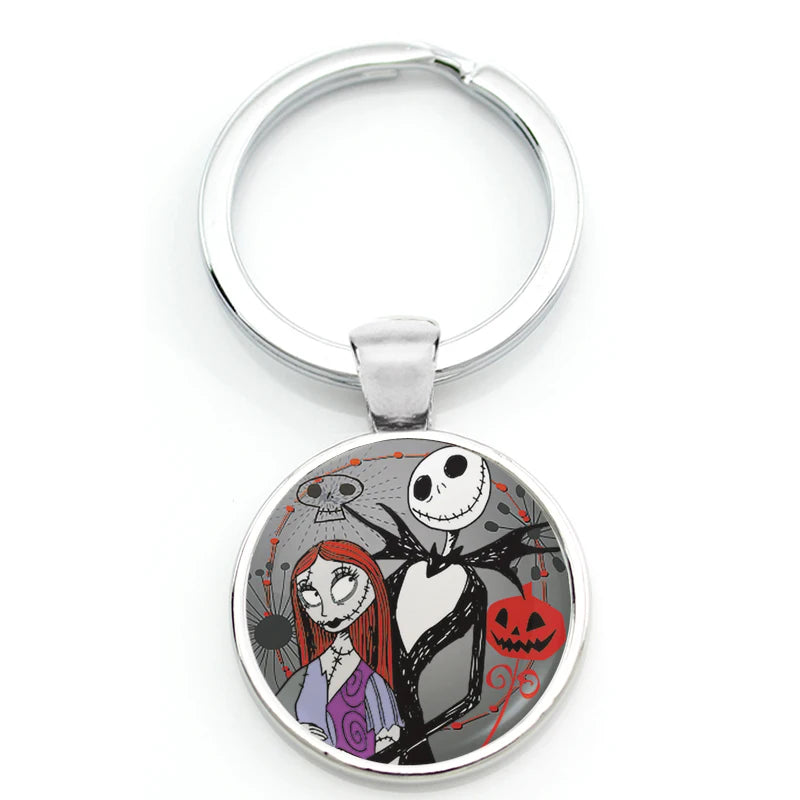 Chilling Nightmare Before Christmas Quotes Keychain - Jack Skellington & Sally Crystal Pendant