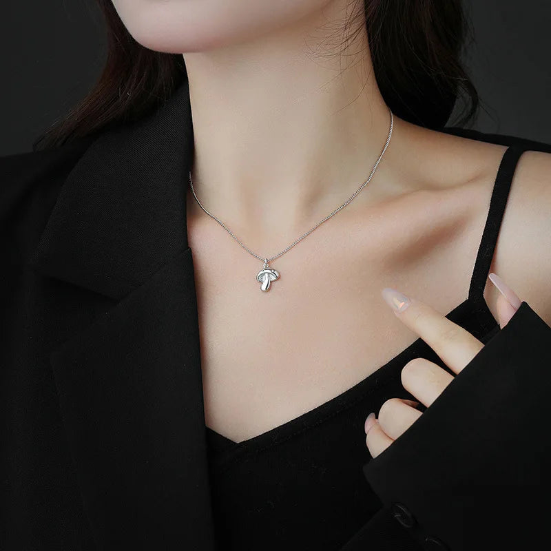 Whimsical Mushroom Sterling Silver Pendant Necklace