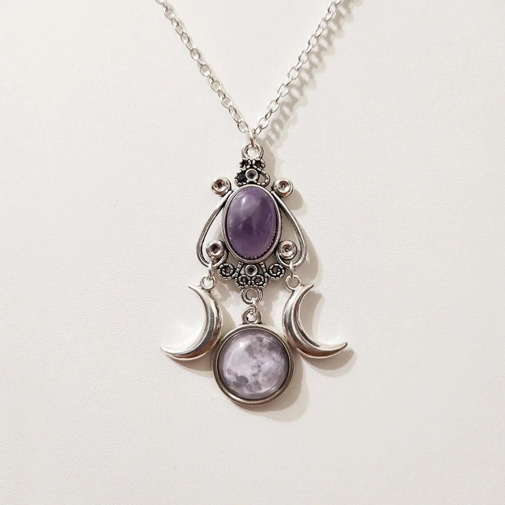 Gothic Blood Cameo Bi-Moon Pendant Necklace