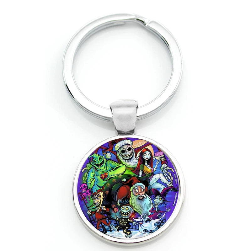 Chilling Nightmare Before Christmas Quotes Keychain - Jack Skellington & Sally Crystal Pendant