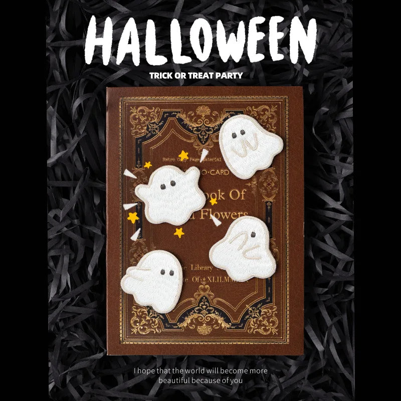 Halloween Ghost Embroidery Patch - Self-Adhesive Silk Thread Appliqué