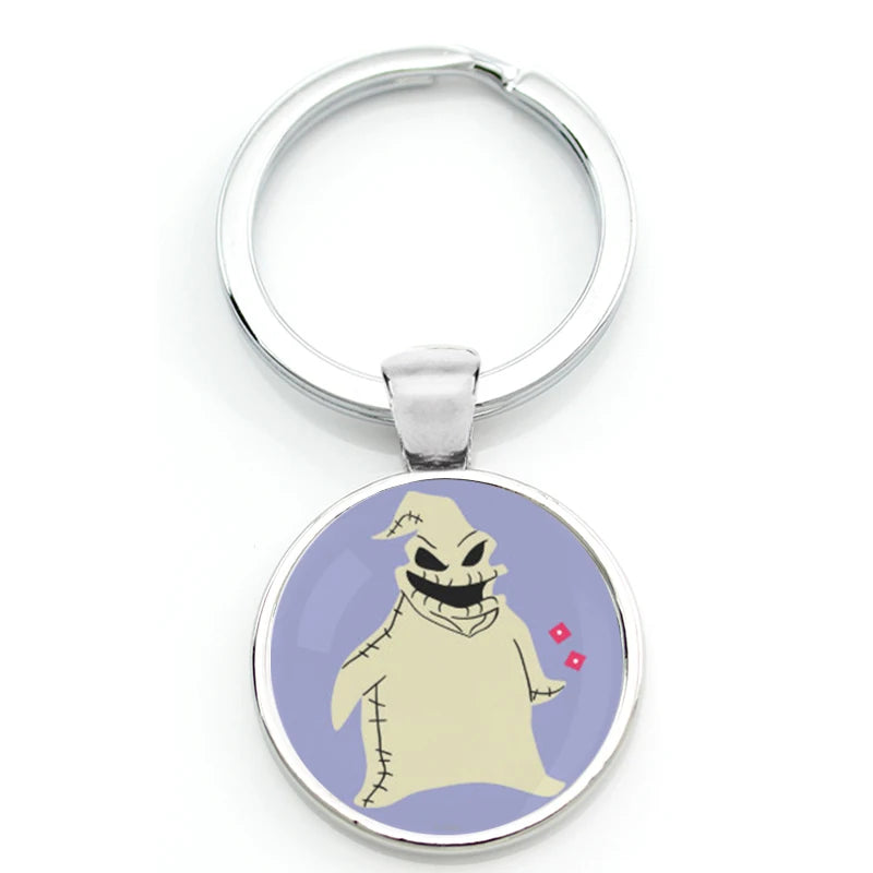 Chilling Nightmare Before Christmas Quotes Keychain - Jack Skellington & Sally Crystal Pendant