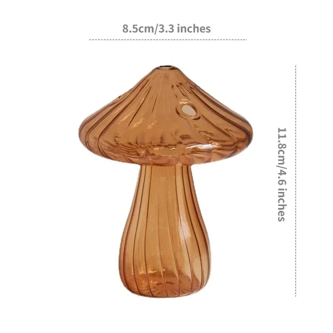 Mini Glass Mushroom Bud Vase - Aromatherapy & Hydroponic Flower Decoration.