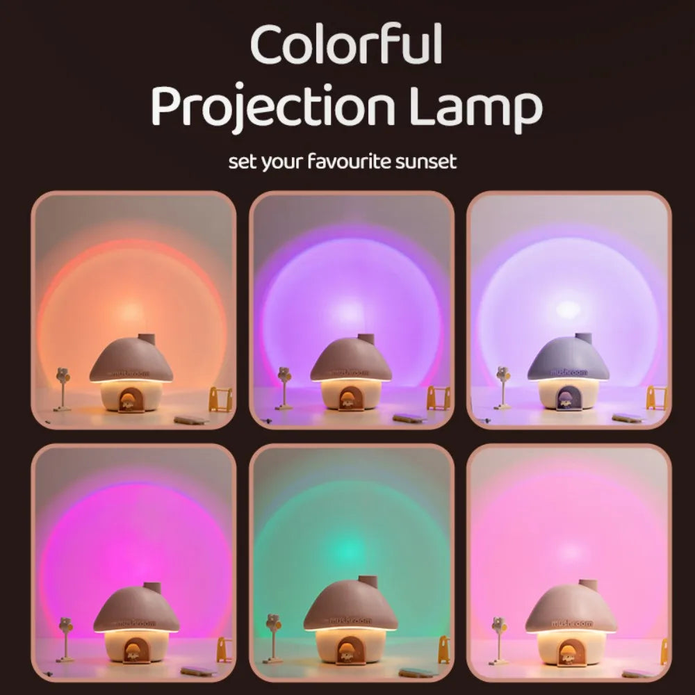 Mushroom Cartoon Air Humidifier 300ml USB Essential Oil Aroma Diffuser Colorful Lighting Cute Mushroom House Desktop Decoration