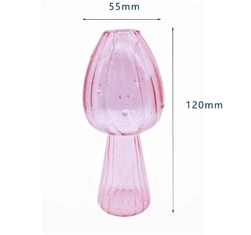 Mini Glass Mushroom Bud Vase - Aromatherapy & Hydroponic Flower Decoration.