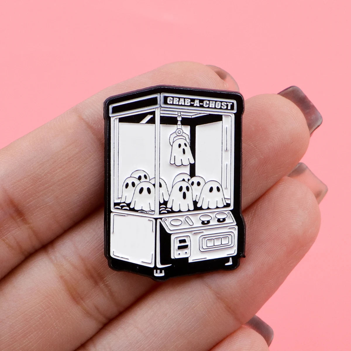 GRAB-A GHOST Enamel Pin - Cute Ghost Badge