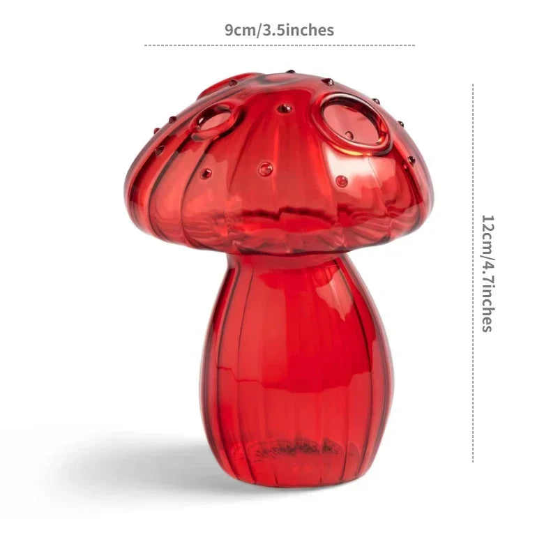 Mini Glass Mushroom Bud Vase - Aromatherapy & Hydroponic Flower Decoration.