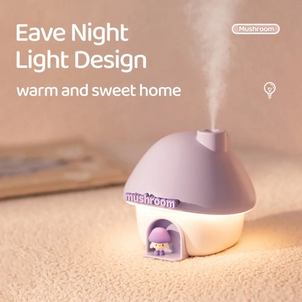 Mushroom Cartoon Air Humidifier 300ml USB Essential Oil Aroma Diffuser Colorful Lighting Cute Mushroom House Desktop Decoration