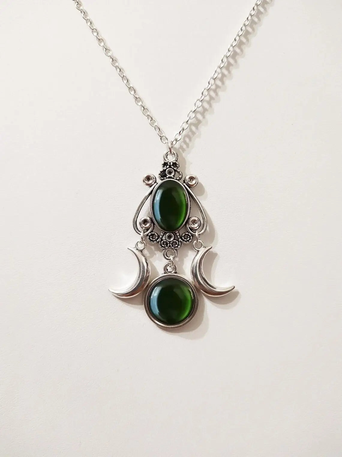 Gothic Blood Cameo Bi-Moon Pendant Necklace