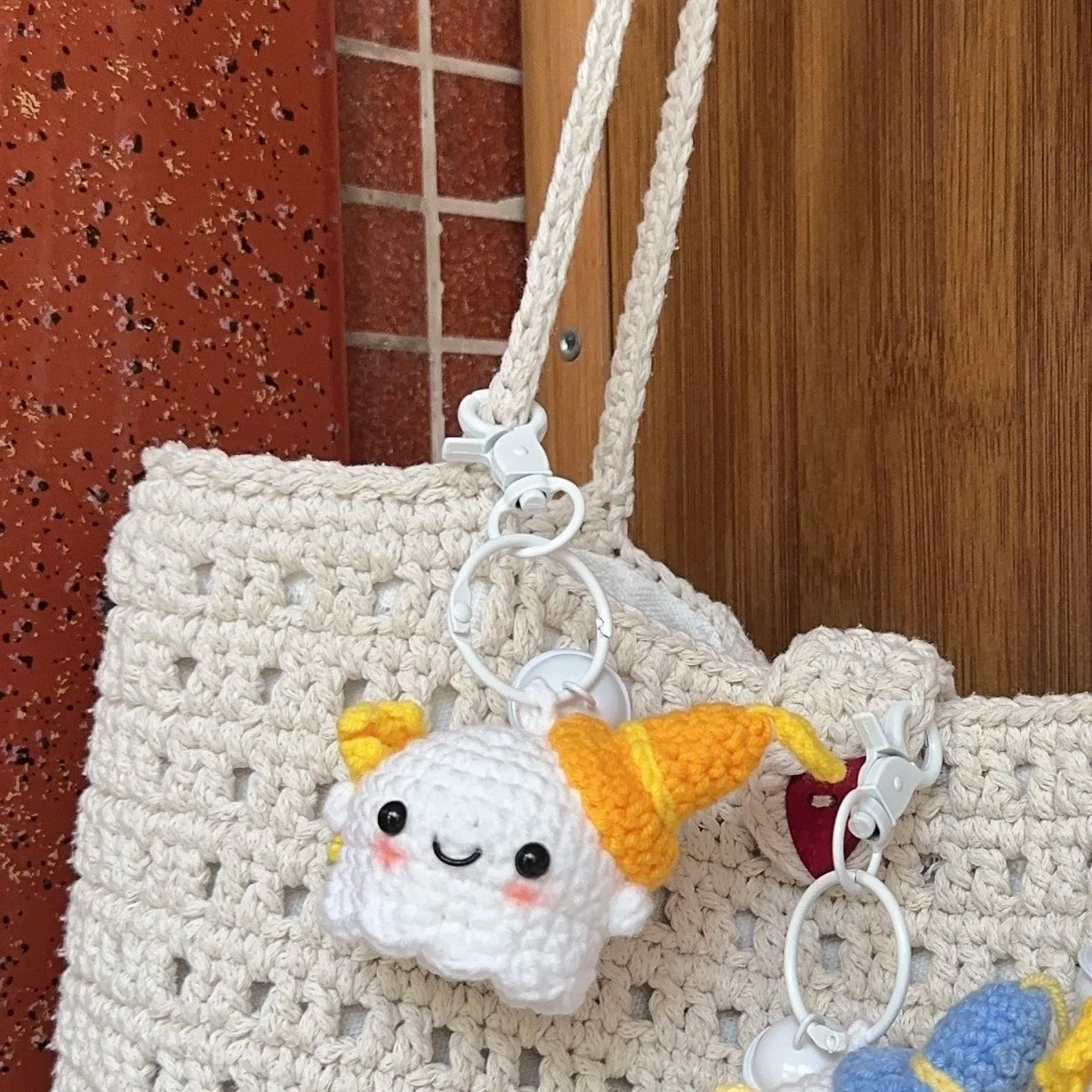 Handmade Crocheted Little Ghost Keychain - Cute Couple & Friends Pendant
