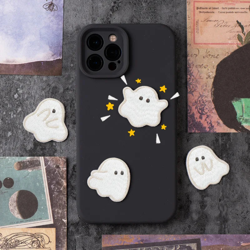 Halloween Ghost Embroidery Patch - Self-Adhesive Silk Thread Appliqué