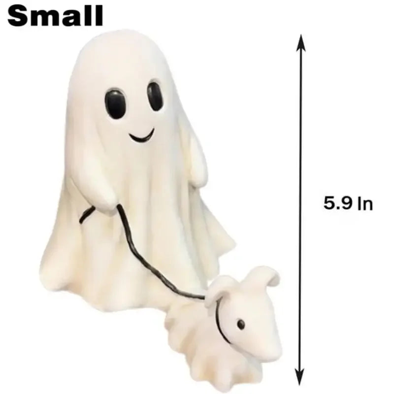 Ghost Walking Dog Statue - Spooky Halloween Figurine