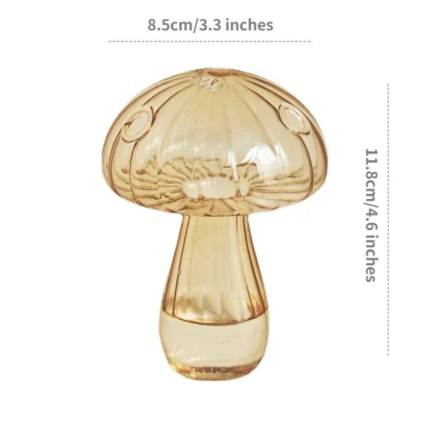 Mini Glass Mushroom Bud Vase - Aromatherapy & Hydroponic Flower Decoration.