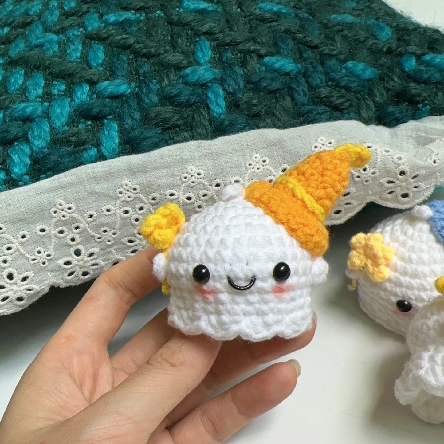 Handmade Crocheted Little Ghost Keychain - Cute Couple & Friends Pendant