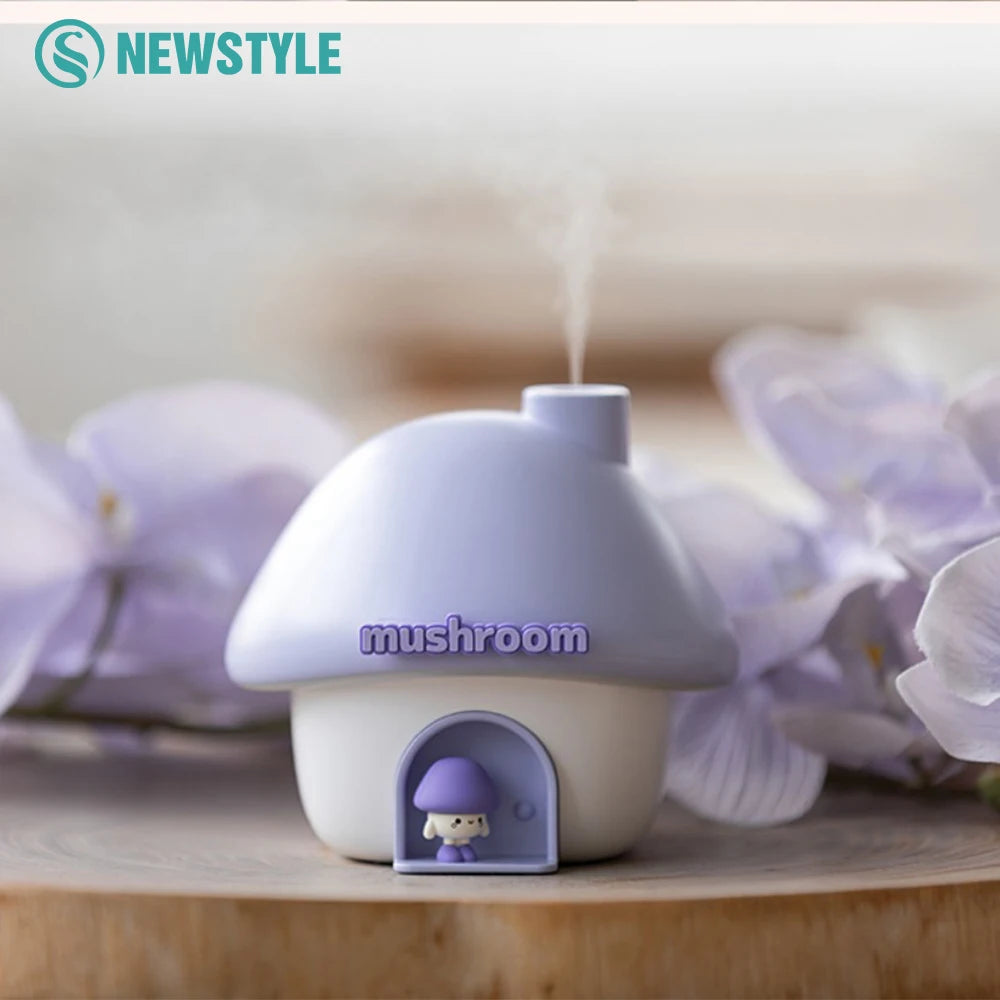Mushroom Cartoon Air Humidifier 300ml USB Essential Oil Aroma Diffuser Colorful Lighting Cute Mushroom House Desktop Decoration