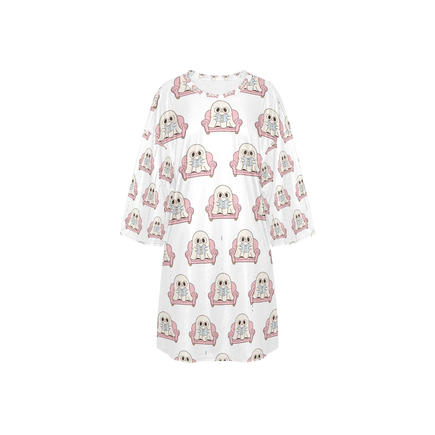Women's Oversized Sleep Tee - "Cozy Ghost Reader"