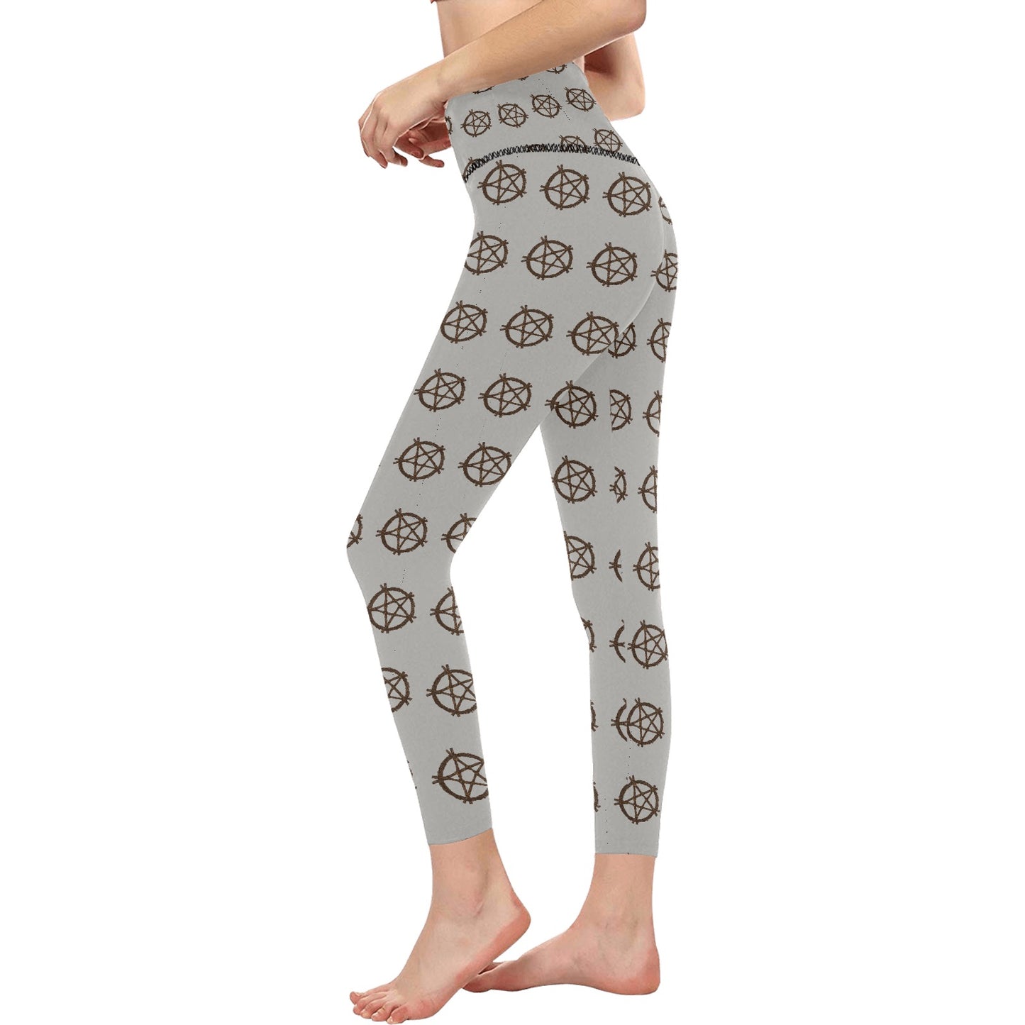 Women's witchy High-Waisted Leggings - Rustic Pentagram