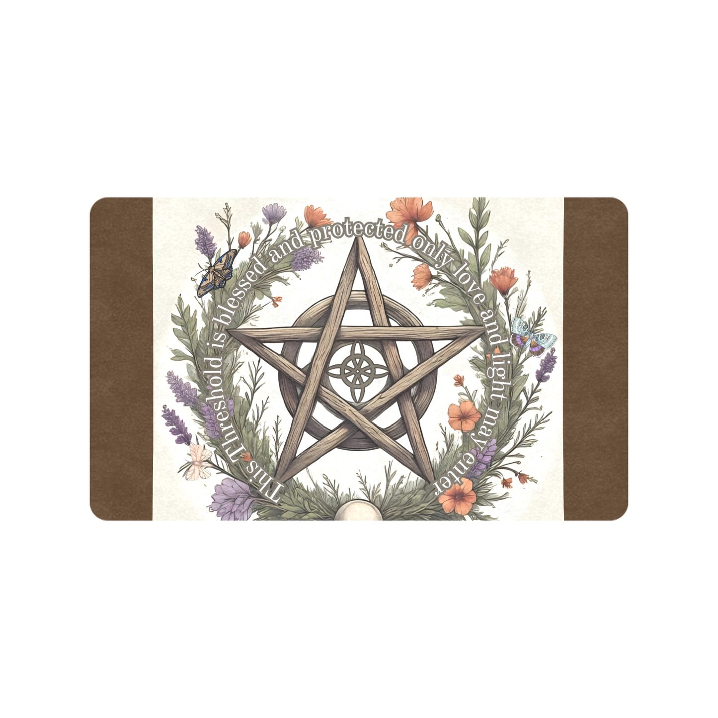 Blessed & Protected Pentagram Doormat - Witchy Home Decor 30” x 18”