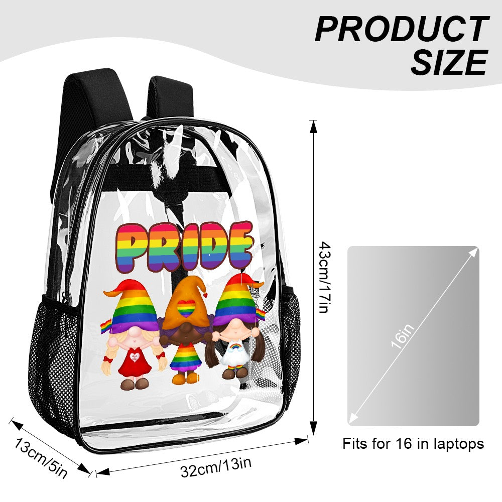 "Pride Unity" Rainbow Gnome Transparent Satchel 17”