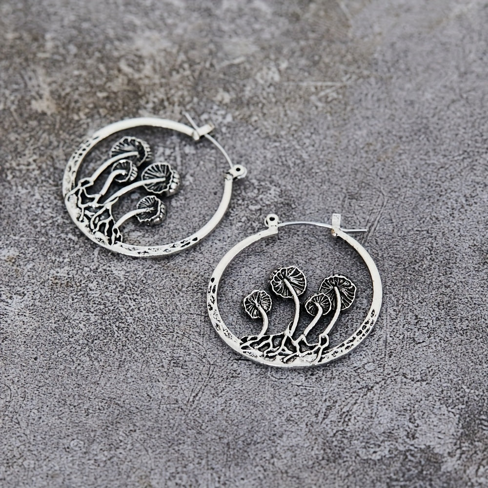 Mystical Mushroom Hoop Earrings