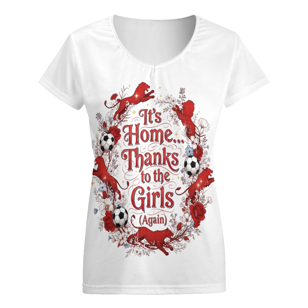 It’s Home… Thanks to the Girls (Again) V-Neck Short Sleeve T-Shirt