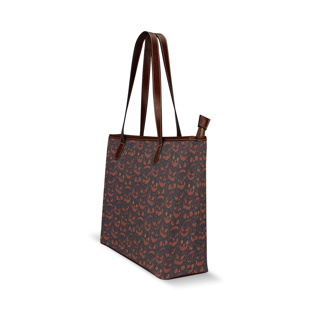 Shoulder Tote Bag - "Pumpkin Grin"