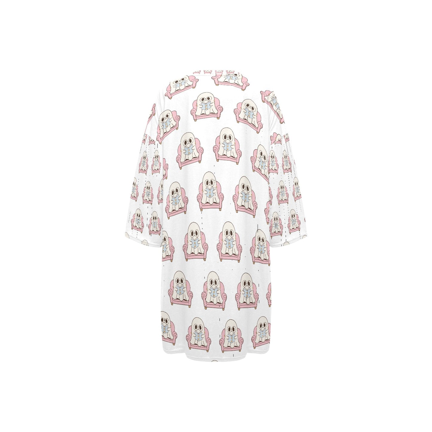 Women's Oversized Sleep Tee - "Cozy Ghost Reader"