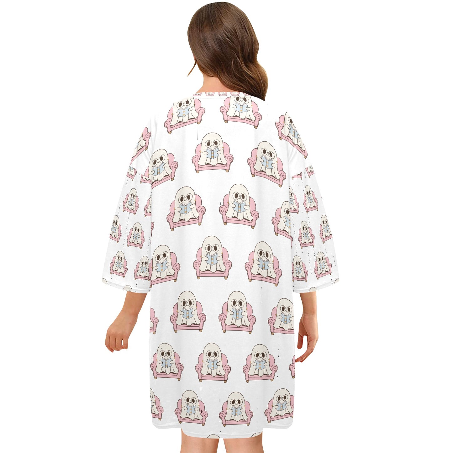 Women's Oversized Sleep Tee - "Cozy Ghost Reader"