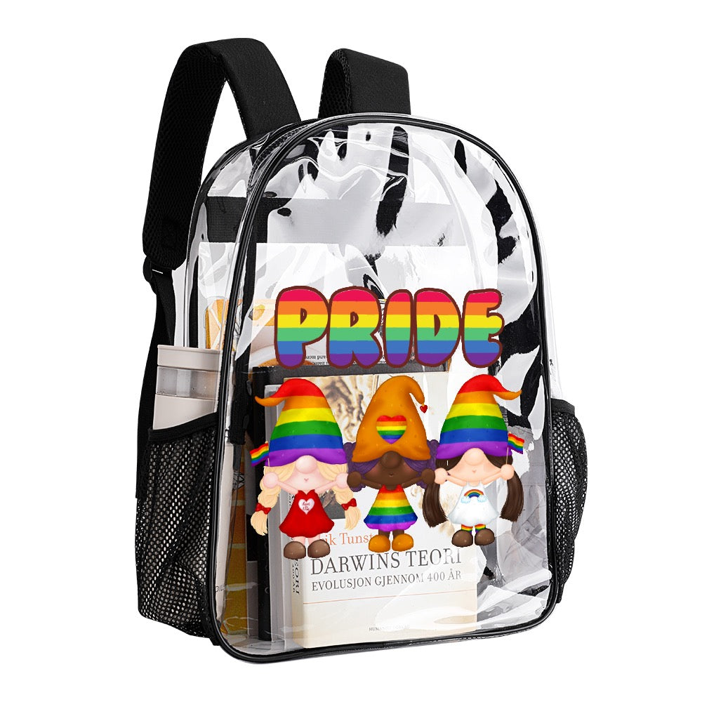 "Pride Unity" Rainbow Gnome Transparent Satchel 17”