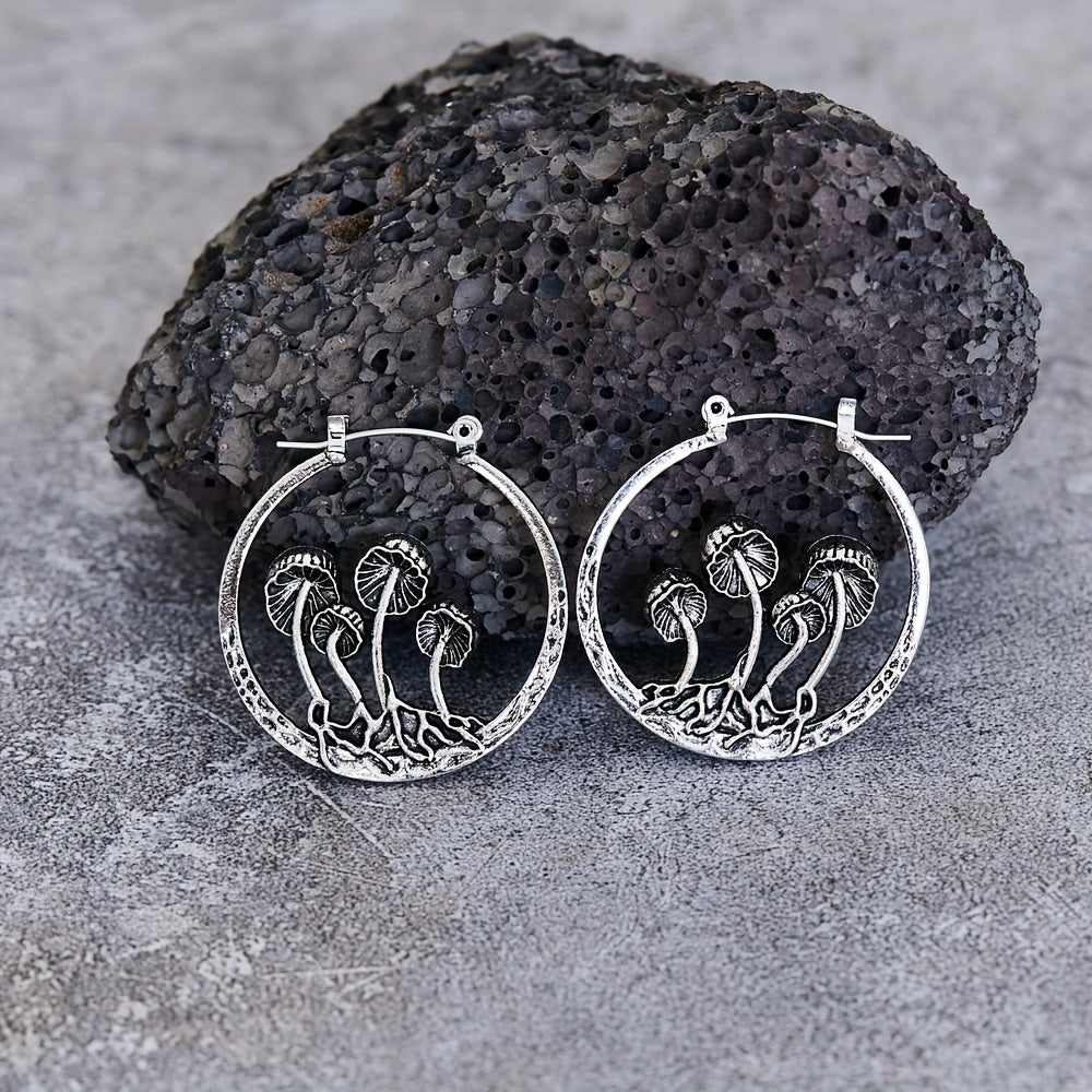 Mystical Mushroom Hoop Earrings